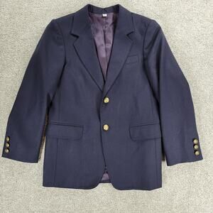 Talbots Blazer Girls 10 Blue Sport Coat Gold Crest Buttons 100% Wool Jacket